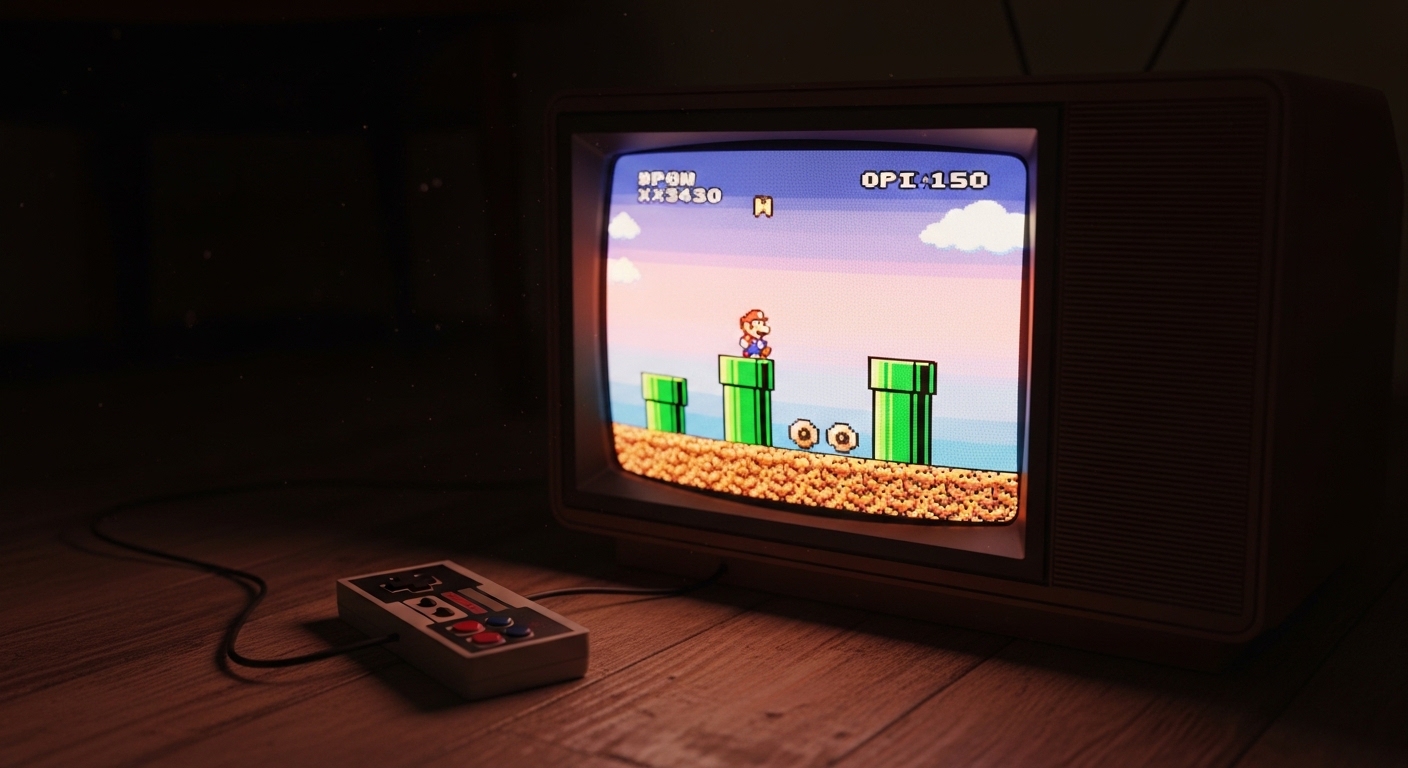 A nostalgic setup of classic games on an old-school TV. 📺 👾